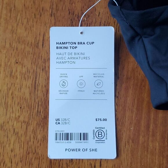 Athleta Bra Swim Top Black Size  32 B/C NWT - Picture 3 of 6